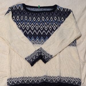 United Colors Of Benetton Navy and Cream Sweater
